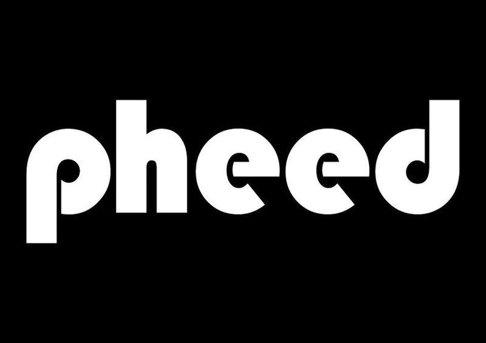 The word "pheed" is written in bold, rounded white lowercase letters on a solid black background.