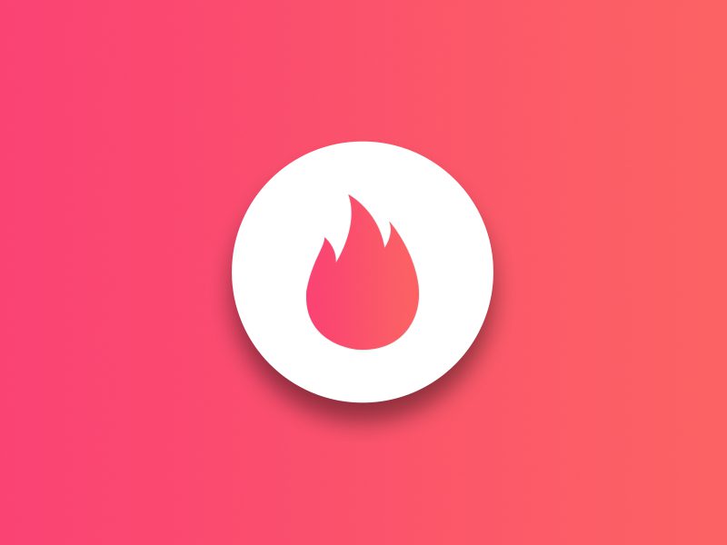A white circle containing a pink flame icon is centered on a pink and orange gradient background. The flame symbolizes fire or heat, and the design is minimalistic and modern.