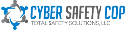 Logo for Cyber Safety Cop, Total Safety Solutions, LLC. The design features four abstract human figures forming a shield-like shape next to the company name in blue and gray text.