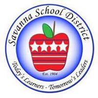 Logo of Savanna School District showing a red apple with three white stars and stripes, surrounded by the text “Savanna School District” and “Today’s Learners - Tomorrow’s Leaders.” The apple also says "Est. 1904.