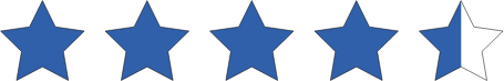 Five stars are shown, with four stars fully filled in blue and the fifth star about half-filled, representing a 4.5 out of 5 rating.